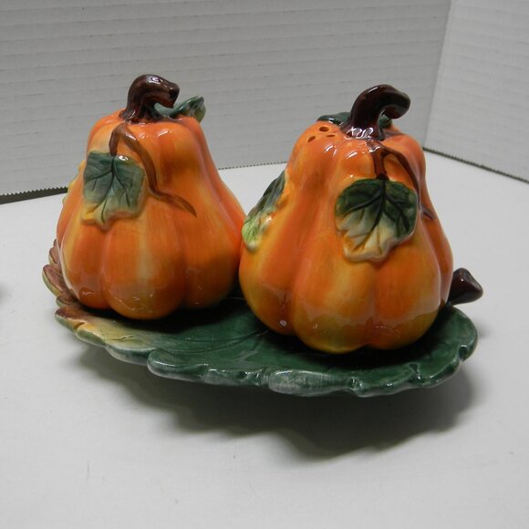 Lot of Fall Decor Coasters Pumpkin Salt Pepper Butter Dish Thanksgiving NWT - Picture 3 of 5